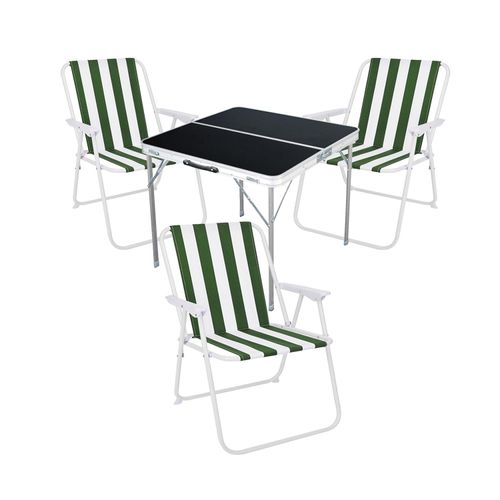 4-teiliges Campingmöbel Set Alu L80xB80xH70cm grün-weiß