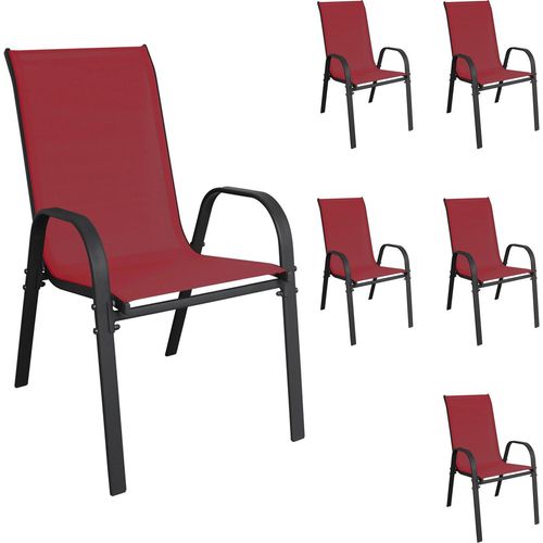 Stapelstuhl Metall - Textilen Farbe Anthrazit - Bordeauxrot