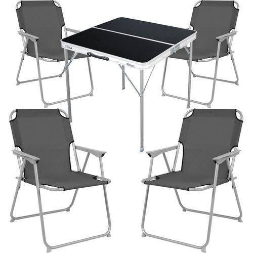5-teiliges Campingmöbel Set Alu L80xB80xH70cm Anthrazit