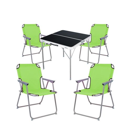 5-teiliges Campingmöbel Set Alu L80xB80xH70cm Lime