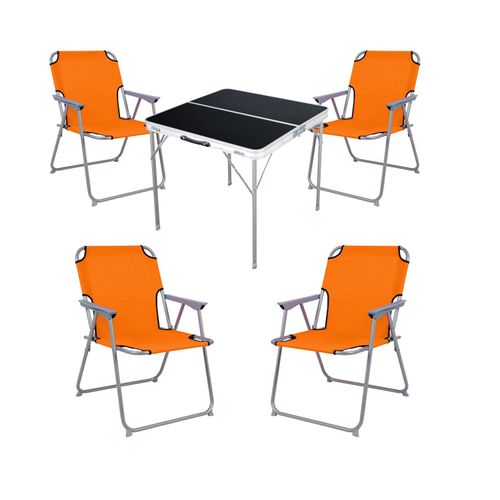 5-teiliges Campingmöbel Set Alu L80xB80xH70cm Orange