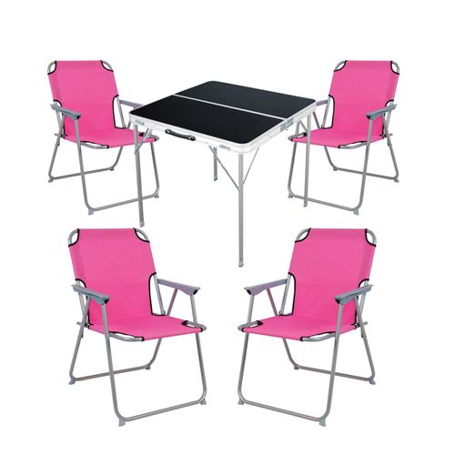 5-teiliges Campingmöbel Set Alu L80xB80xH70cm Pink