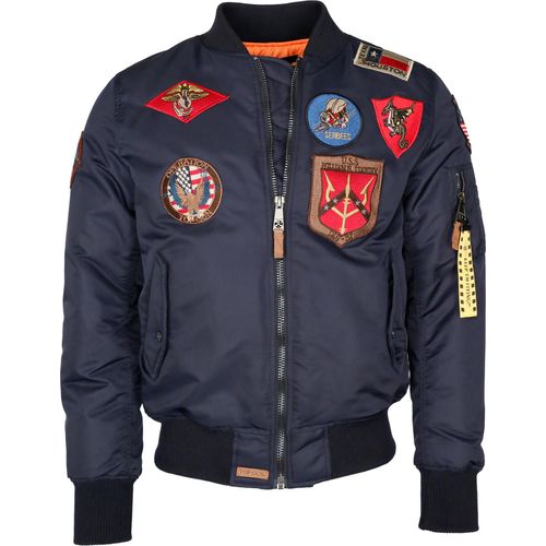 Top Gun Bomberjacke im Pilotenstil mit Patches TG20191053 Herren navy XL