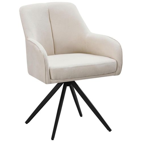 Livetastic Armlehnstuhl , Beige , Holz, Metall, Textil , Pappel , Sperrholz , Drehkreuz , 62x83x62 cm , Sitzfläche 360° drehbar , Esszimmer, Stühle,