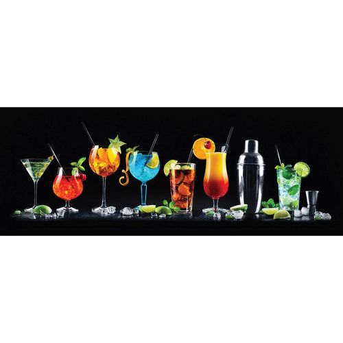 Euroart Glasbild Colourful Cocktails , Mehrfarbig , Glas , Getränke , rechteckig , 30x80 cm , Fotografie, einfache und schnelle Anbringung, glänzend ,