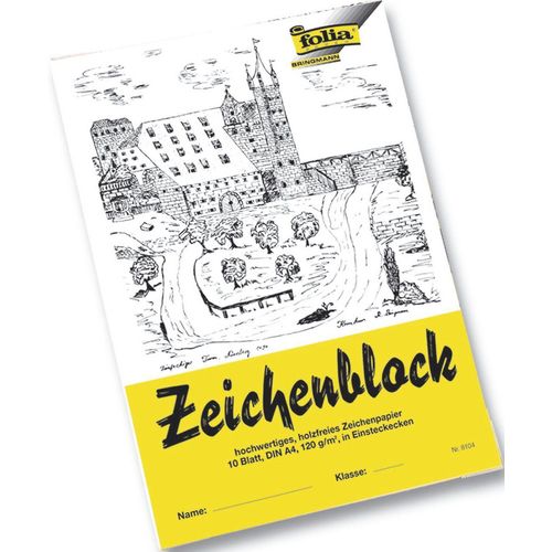 20x Folia 8104 Zeichenblock mit Leinenecken 120g/qm DIN A4 10 Blatt
