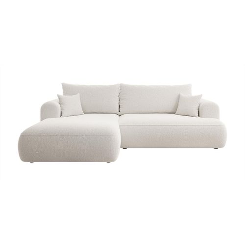 Selsey Eck-Schlafsofa Ovo L-Form Creme mit Behlter, Boucle, rechte Seite