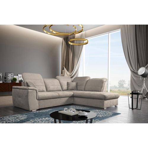 Ecksofa mit Schlaffunktion BERGAMO L, Ottomane rechts (Cappuccino - Viton 192)