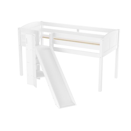 Schönes Spielbett für Kinder mit Rutsche 90x200 Kiefer weiß V-60.21W-09Rollrost inkl.