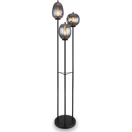 Stehlampe Wohnzimmer Rauchglas Stehleuchte schwarz Schlafzimmer Modern