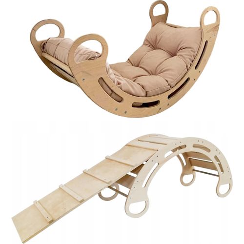 Klettergerüst Indoor 85x41x39cm - Montessori klettergerüst - kletterbogen mit Kissen (Beige)- Stimuliert die Entwicklung motorischen Fähigkeiten