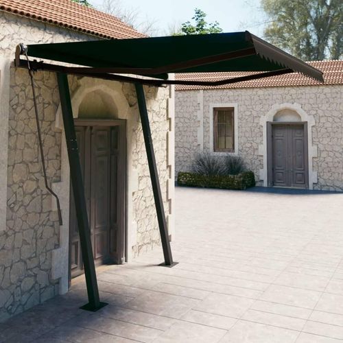 Markise Manuell Einziehbar mit Pfosten 3,5x2,5 m Anthrazit