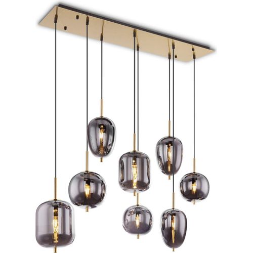 Hängelampe Esszimmer Hängeleuchte Wohnzimmer Rauchglas Pendelleuchte Messingfarben