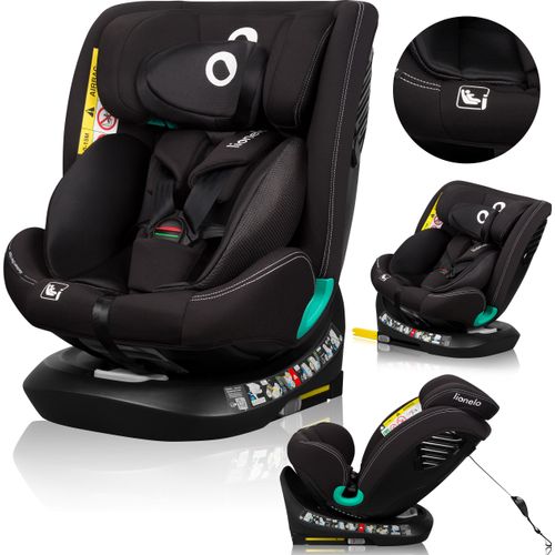 Lionelo Autokindersitz Bastiaan One i-Size, ab Geburt bis 12 Jahren, ab 0 kg bis 36 kg, Dri-Seat, 360 Grad - Black Carbon