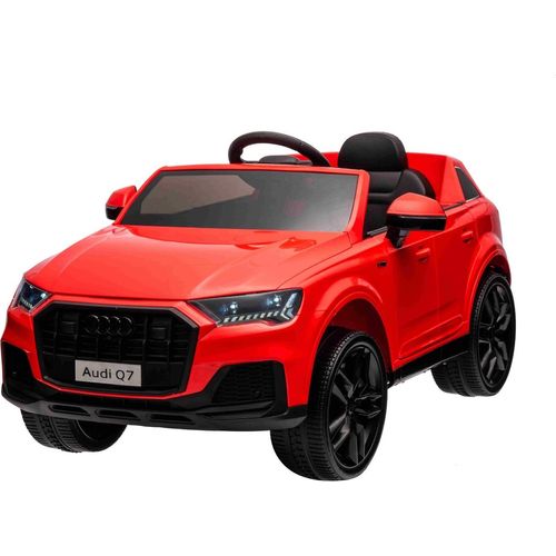 Elektroauto für Kinder Audi Q7 rot, Einsitzer, Einzelradaufhängung, 12-V-Batterie, Fernbedienung, 2 x 35-W-Motor, LED-Leuchten, MP3-Player mit USB/AUX-Eingang, lizenziert