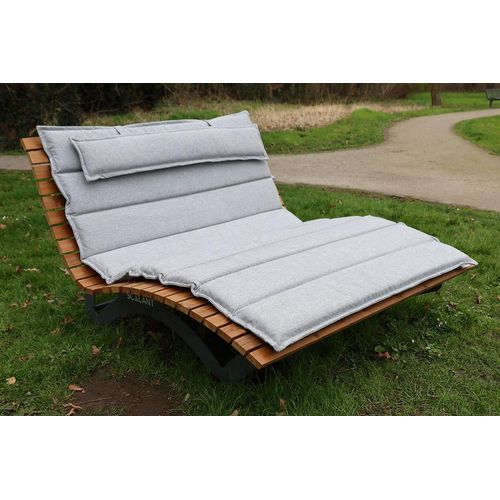 Waldsofa Premium mit Auflage, Kissen und Schutzhülle, Thermokiefer, Wellenliege