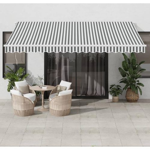 Markise Manuell mit LED Anthrazit & Weiß 450x350 cm
