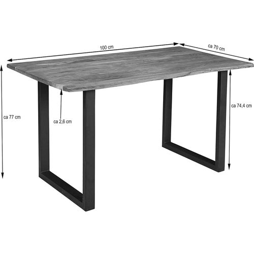 Refurbished Möbelretoure Baumkantentisch Esstisch Akazie Natur 100 x 70 cm silber INSA