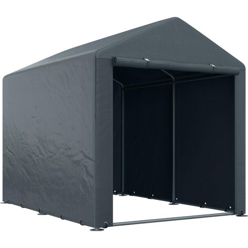 Outsunny Garagenzelt, 1,6 x 2,18 x 1,72 m Lagerzelt mit UV-Schutz, Reißverschlusstür, Wasserabweisend Foliengarage für Gartengeräte, Dunkelgrau