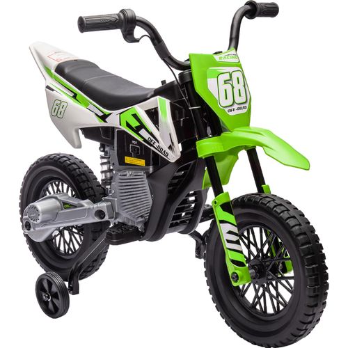 AIYAPLAY Kinder Elektro-Motorrad, 12V Kindermotorrad mit Musik, Kinderfahrzeug mit abnehmbar Trainingsrädern, 2,4-5 km/h, für 3-6 Jahre Kinder, max. 30 kg, Grün