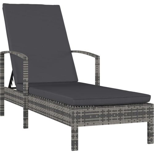 Sonnenliege mit Armlehnen Poly Rattan Grau