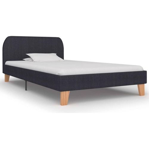 Bettgestell Dunkelgrau Stoff 90×200 cm