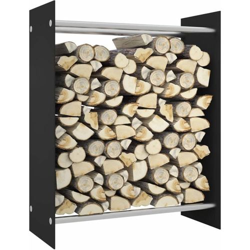 Brennholzregal Schwarz 80x35x100 cm Hartglas