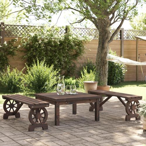 Ankonbej Gartenbänke 2 Stk. Massivholz Tanne