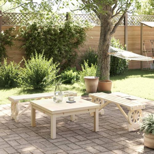 Ankonbej Gartenbänke 2 Stk. Massivholz Tanne