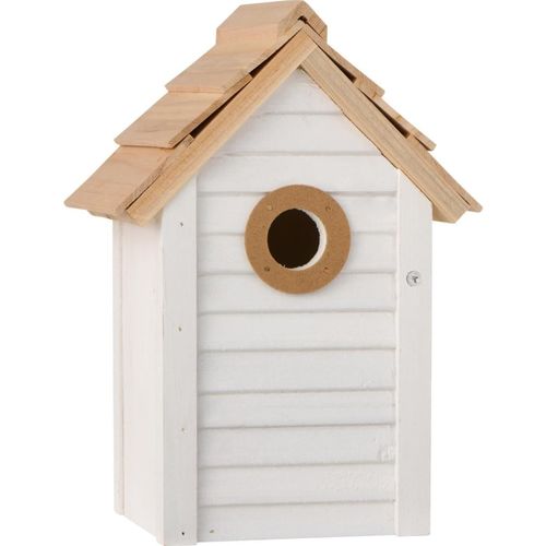 IB Laursen Vogelhaus aus Holz mit Reinigungsklappe, 12 x 18 x 26 cm, weiß