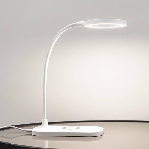 Lindby LED-Tischlampe Siona, weiß, CCT, dimmbar, Ladestation