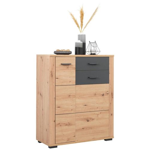 Xora Schuhschrank , Anthrazit, Eiche , Holzwerkstoff , 4 Fächer , 1 Schubladen , 85x105x38 cm , Beimöbel erhältlich , Garderobe, Schuhaufbewahrung,