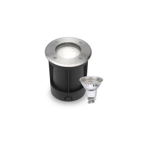 LED Bodeneinbaustrahler rund Edelstahl 230V IP67 - Leuchtmittel: GU10 5W 4000K D...