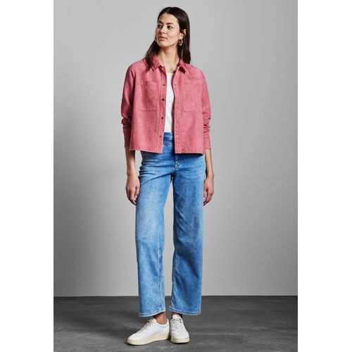 Kurzjacke STREET ONE, Damen, Gr. 44, rosa (desert berry), Stoff, Obermaterial: 100% Polyester; Futter: 100% Polyester, unifarben, casual, comfort fit normal, V-Ausschnitt, Langarm Bündchen, Jacken, mit Brusttaschen