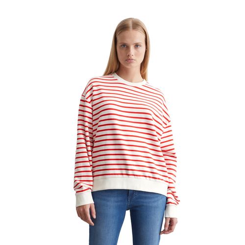 Sweatshirt MARC O'POLO DENIM, Damen, Gr. XL, rot (medium rot_multi), Sweatware, Obermaterial: 100% Baumwolle, casual, Rundhals, Langarm Rippbündchen, Sweatshirts