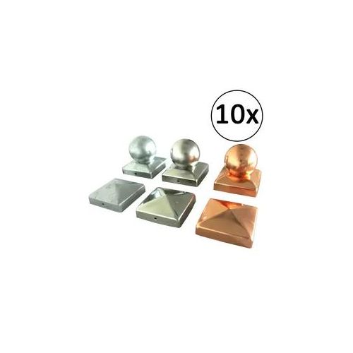 10x Pfostenkappe Abdeckkappe Edelstahl - Kupfer - verzinkt - Pyramide - Kugel... 71x71 mm Edelstahl Kugel