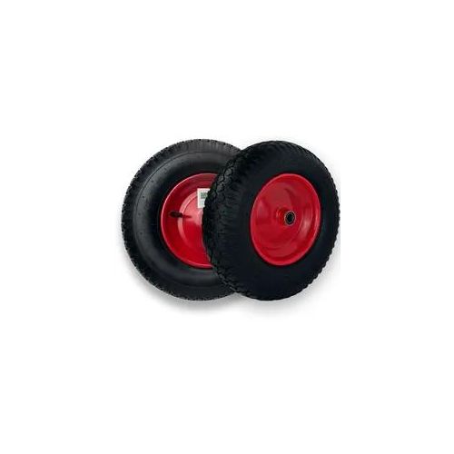 2x Schubkarrenrad 390x95 mm 4.80 4.00-8 luftbereifung inkl. Achse Ersatzrad 4...