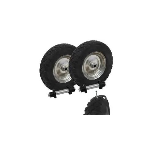 2x Schubkarrenrad pannensicher Vollgummi 4.80/4.00-8 grau/schwarz + Achse Ers...