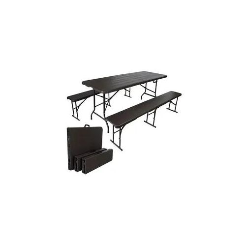 Bierzeltgarnitur graue Holzoptik Festzeltgarnitur 180x75cm klappbar Gartenmöb...