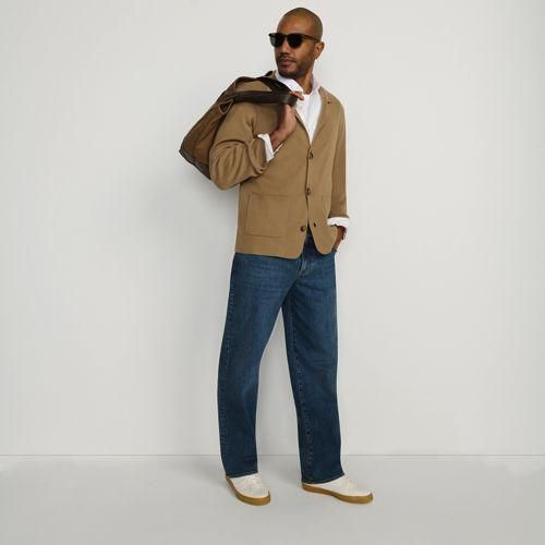 Sakko aus Baumwoll-Feinstrick, Herren,  Beige, Baumwolle, by Lands' End