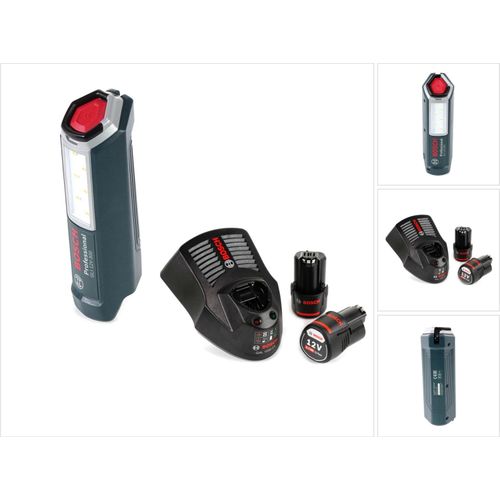 Bosch Professional GLI 12V-300 Akku Lampe + 2x GBA 12V 2,0 Ah Akku + GAL 1230 Ladegerät