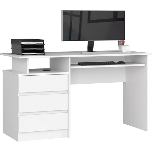 Schreibtisch AKORD CLP Weiß und 2 Ablagen B135 x H77 x T60 cm