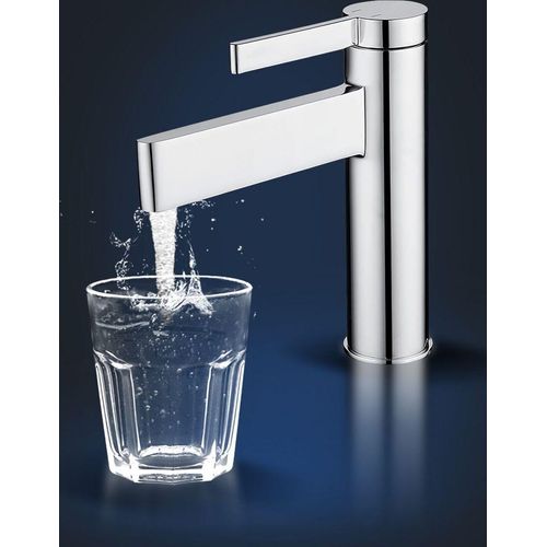 Rosenhahn & Söhne List M Badarmatur Wasserhahn Badezimmer - Armatur Bad [Chrom] - Heiß + Kalt Waschtischarmatur + Anschlussschläuche