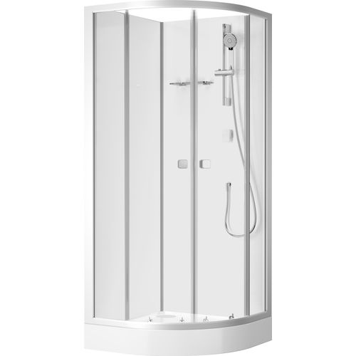 Duschkabine 85x85 MARWELL Komplettdusche Shower Fresh Round - 85x85x205cm - Runddusche mit Gleittüren - hochwertige Aluminiumprofile