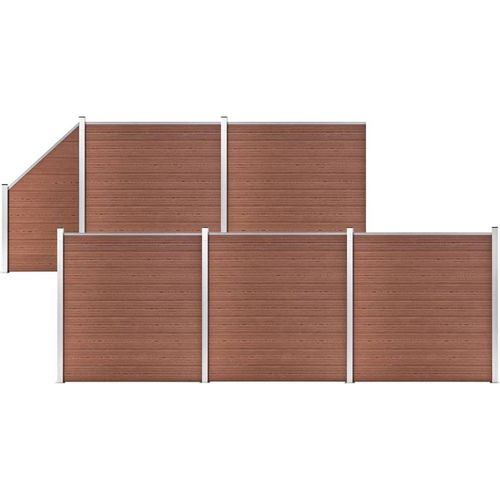 Möbel 2025 WPC Zaun-Set 5 Quadrate + 1 Schräge 965x186 cm Braun Gartenzaun Sichtschutz Windschutz DE8965592