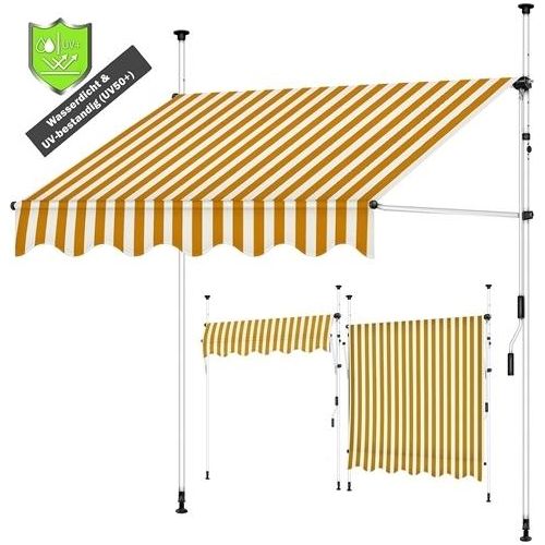Melko Klemmmarkise ohne Bohren Sonnenschutz - Orange / Weiß mit LED 400 x 120 cm