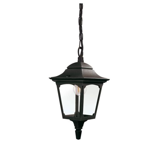 Außenleuchte, Pendelleuchte, Alu, Glas, Schwarz, D 17 cm