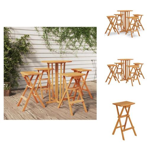 vidaXL 5-tlg. Bar-Set Klappbar Massivholz Teak - Gartenmöbel-Sets