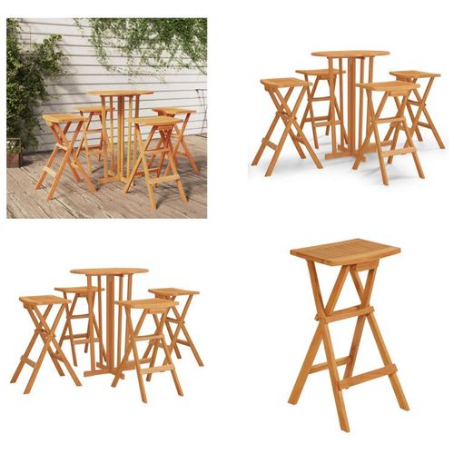 vidaXL 5 tlg. Bar Set Klappbar Massivholz Teak - Bar-Set - Bar-Sets - Holz Bar-Set - Bartisch-Set