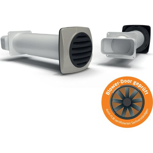 Flachrohr 175x80mm, Teleskopmauerkasten 350-680mm, Rückschlagventil